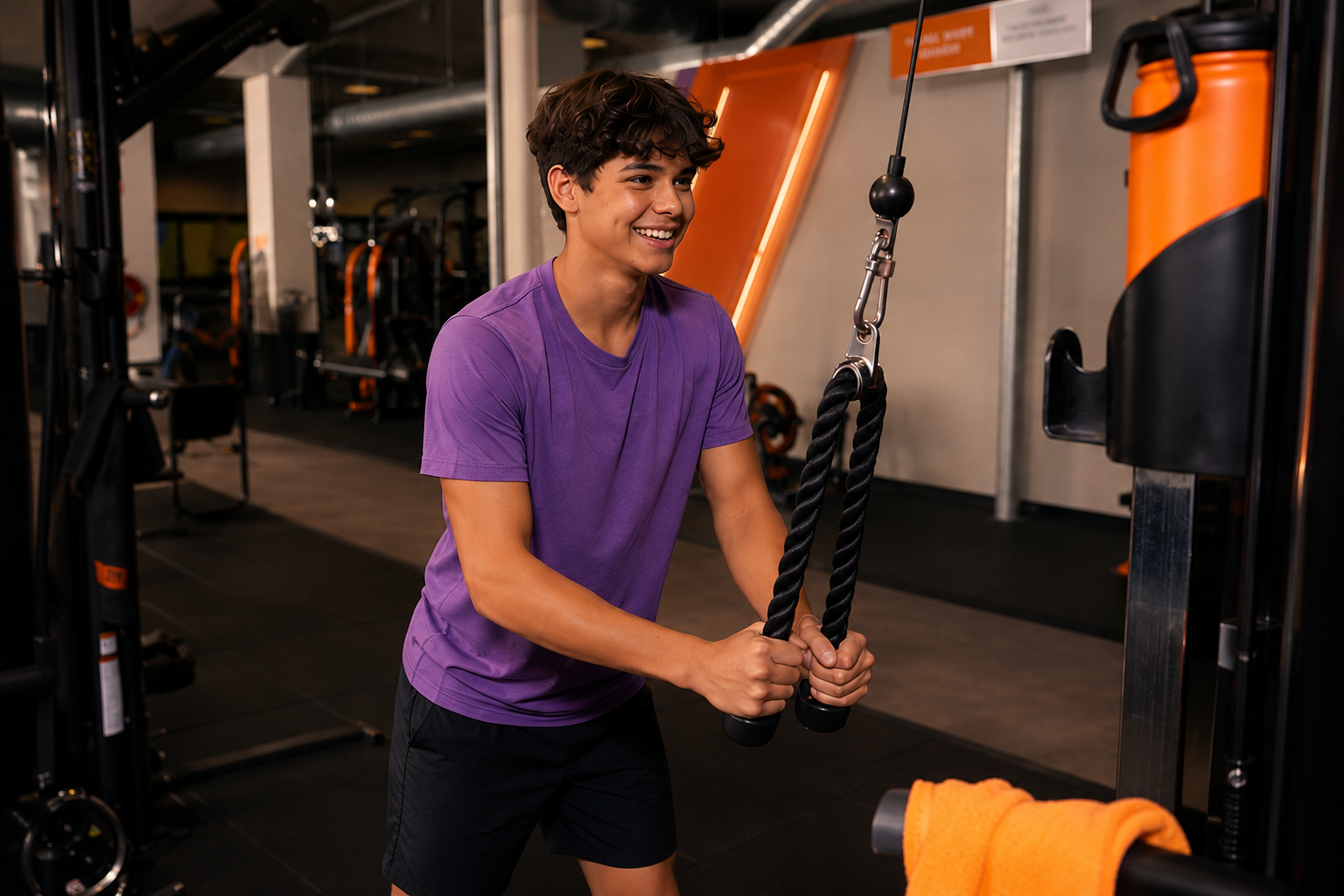 Anfänger wärmt sich vor dem Training im Fitnessstudio auf